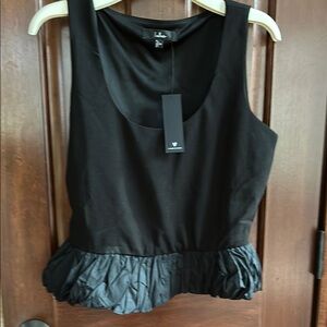 Black Sleeveless Top with Ruffle Hem